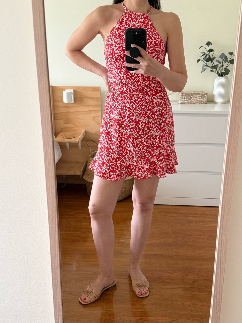 Zara Red and White Floral Mini Dress